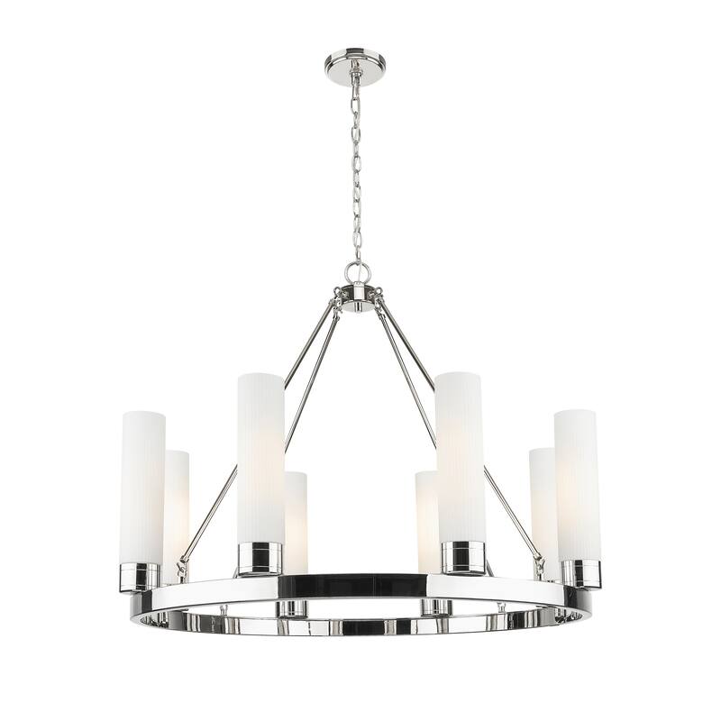 Innovations Lighting Downtown Urban - Boreas - 6 Light 36" Chandelier with 11" Shades - Striped White/Polished Nickel
