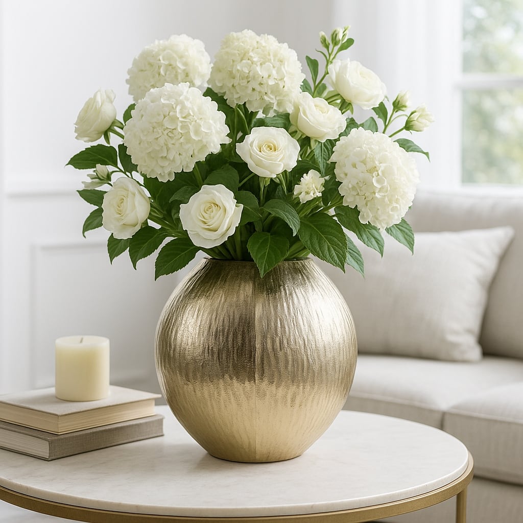 Aluminum Vase Modern Glam Tall Sculptural Accent Decor - 10" Gold