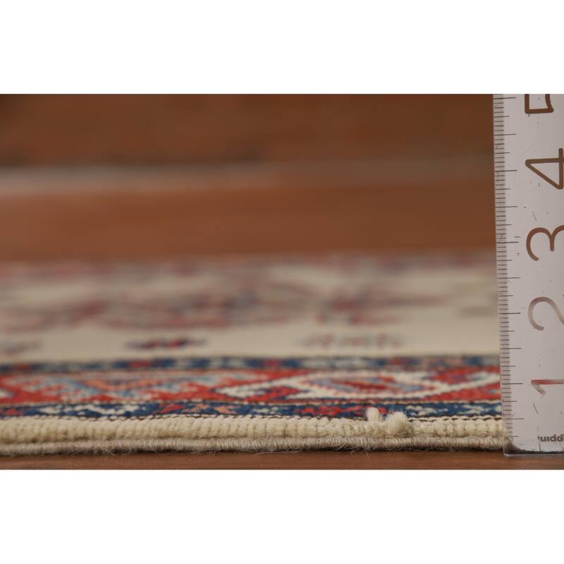 Ivory Kazak Oriental Runner Rug Hand-Knotted Wool Carpet - 2'9"x 7'10"