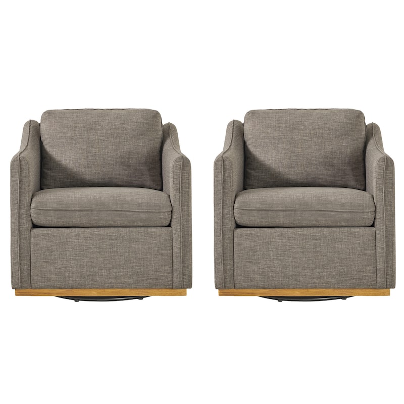 Walker Edison Modern Farmhouse Upholstered Linen Swivel Armchairs (Set of 2)