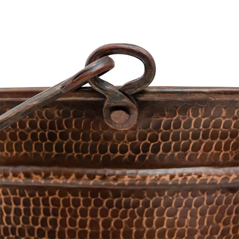 16-in Round Bucket Vessel Hammered Copper Sink with Handles (VR16BUDB)