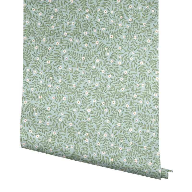 Rifle Paper Co. Elodie Light Blue Petite Floral Premium Peel + Stick Wallpaper