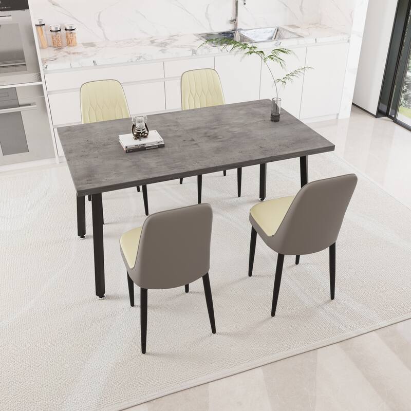 Modern 5-Piece Dining Set Expandable Table with Cushioned PU Chairs for Kitchen or Living Room