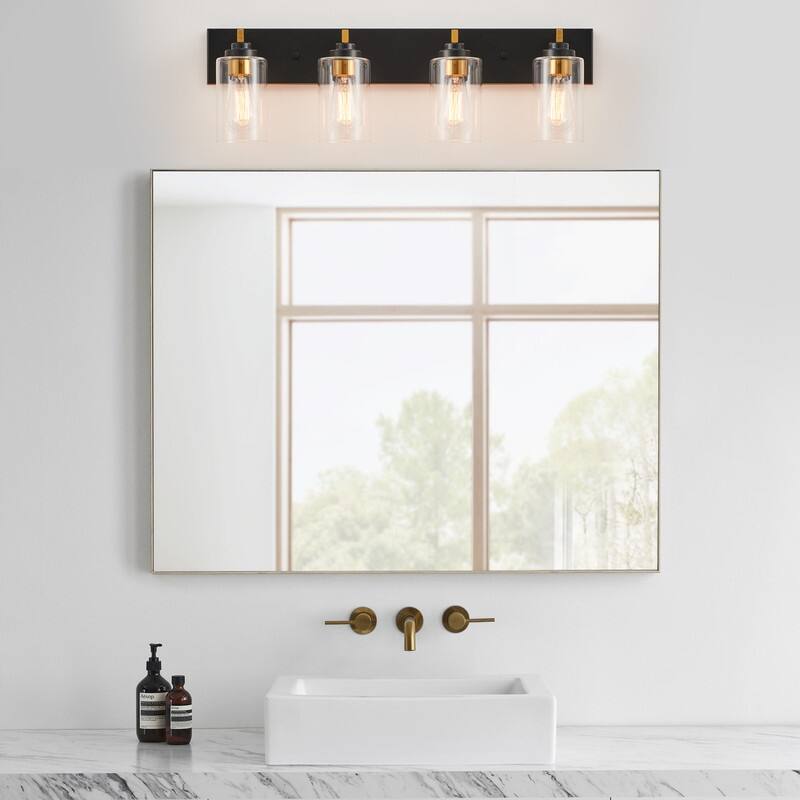 KAWOTI 28.4" 4-Light Bathroom Vanity Light with Clear Glass Shade