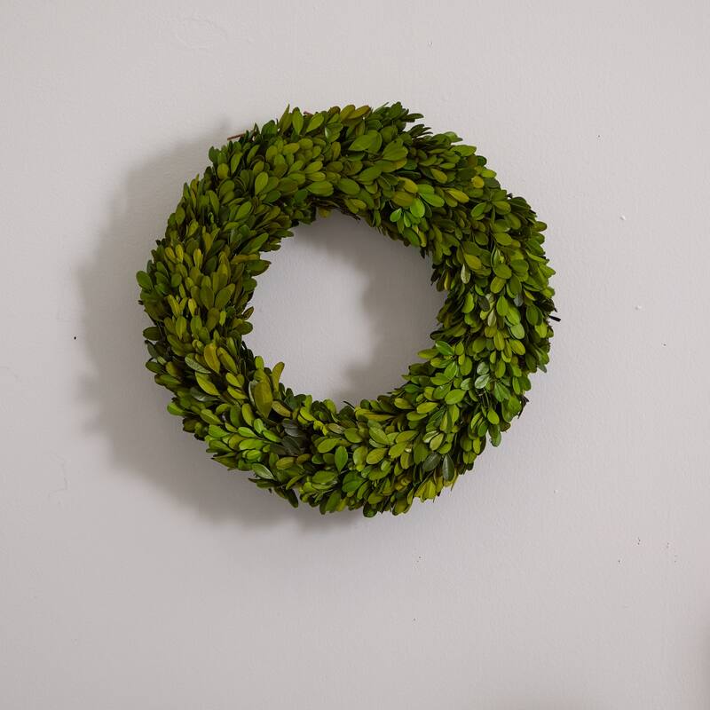 Preserved Boxwood Artificial Wreath, 14-Inch, Unlit