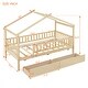 preview thumbnail 43 of 47, Wooden Twin Size House Bed with Roof, Guardrail and Drawers