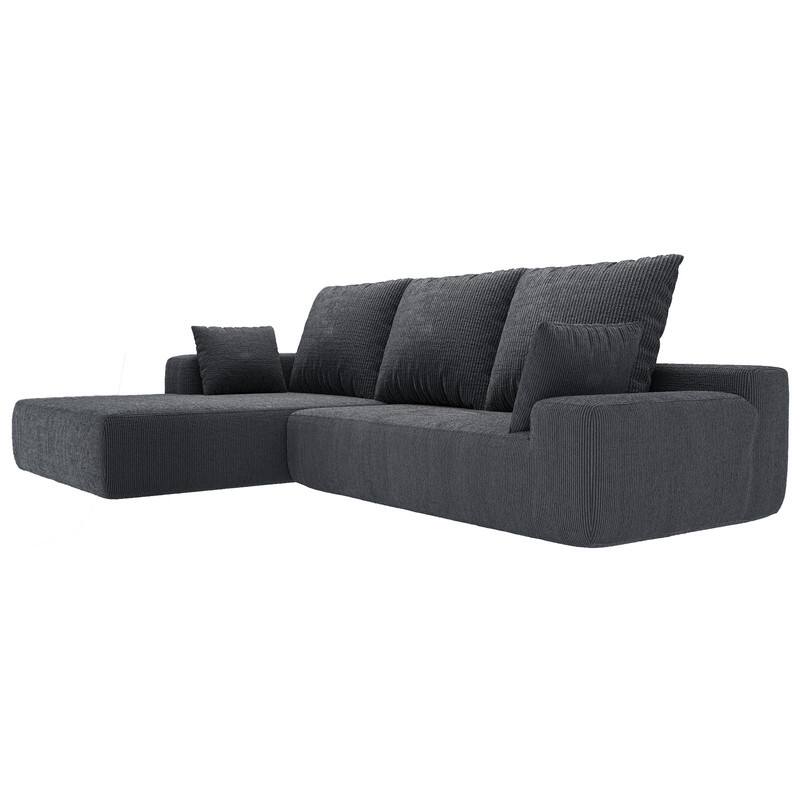 Momei L-Shaped Sofa - High-Density Foam with Spring, Multiple Cushions, Living Room
