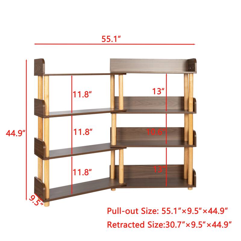 4 Tier Retractable and Rotatable Bookcases