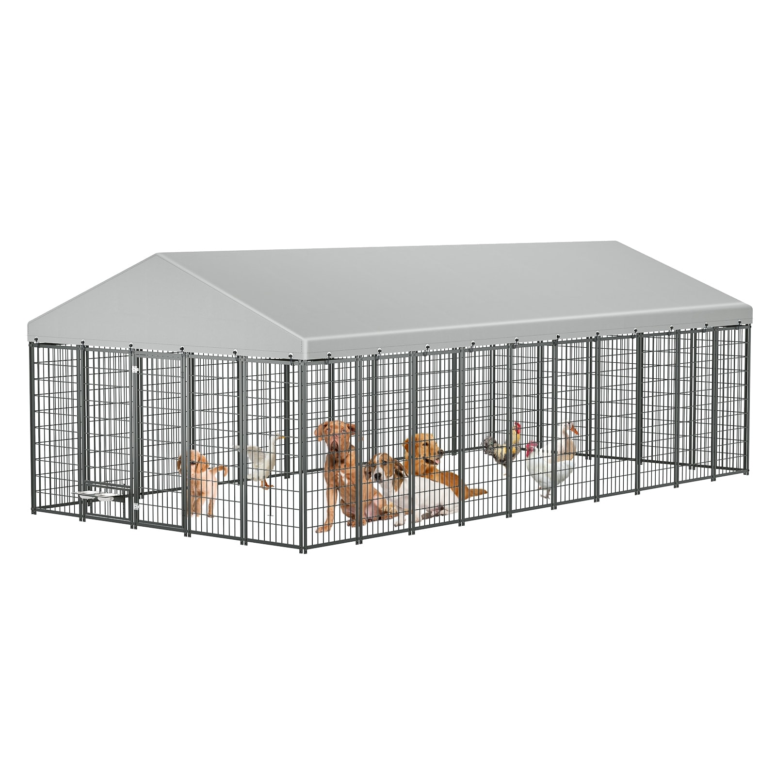 GDF Studio - Ironhaven Max Outdoor Dog Kennel with Feeding Station