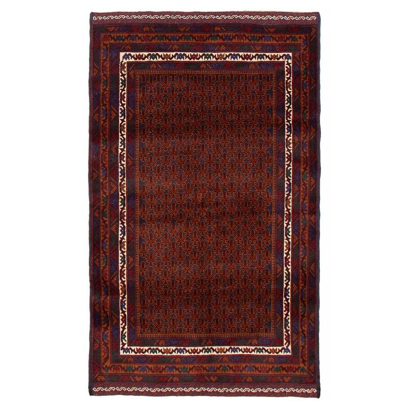 Teimani Burgundy Rug 3'10" x 6'4" - 3'10 x 6'4 - Burgundy - 3'10 x 6'4