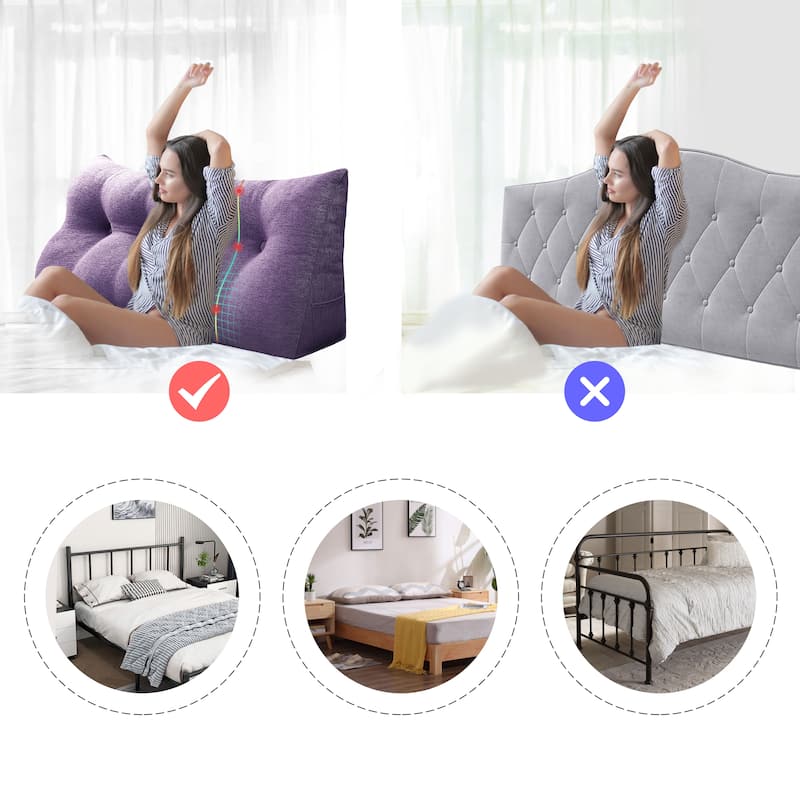WOWMAX Bed Rest Reading Wedge Pillow Back Headboard Protective Cushion