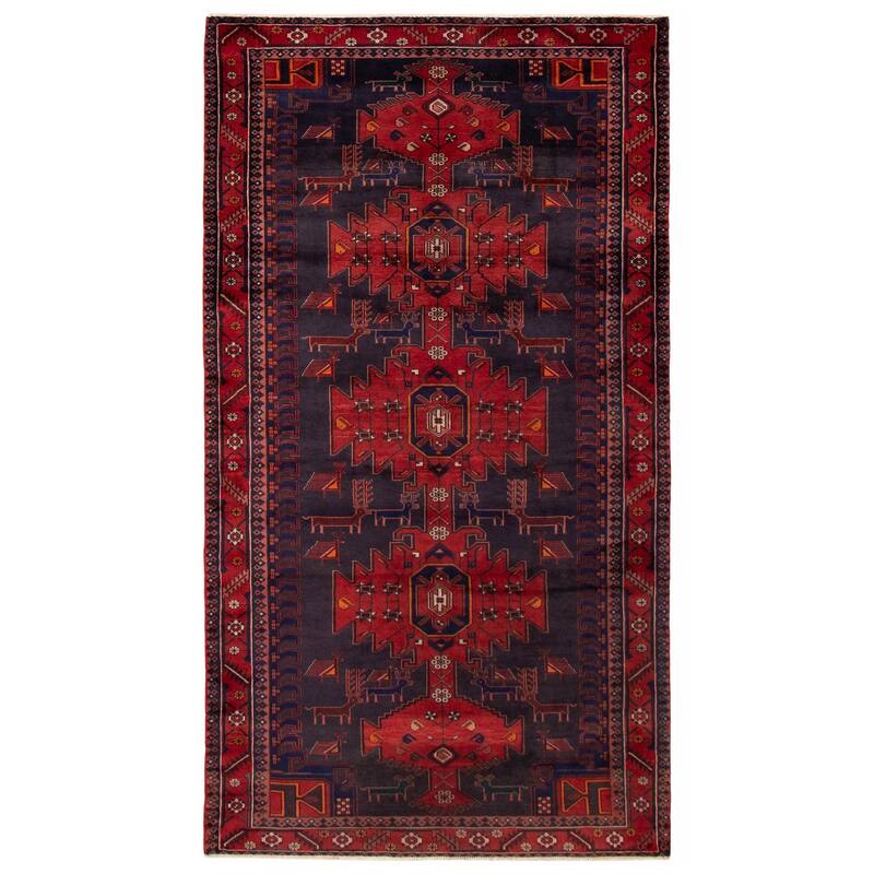 ECARPETGALLERY Hand-knotted Anadol Navy, Red Wool Rug - 5'3 x 9'5 - Dark Navy/ Red - 5'3 x 9'5