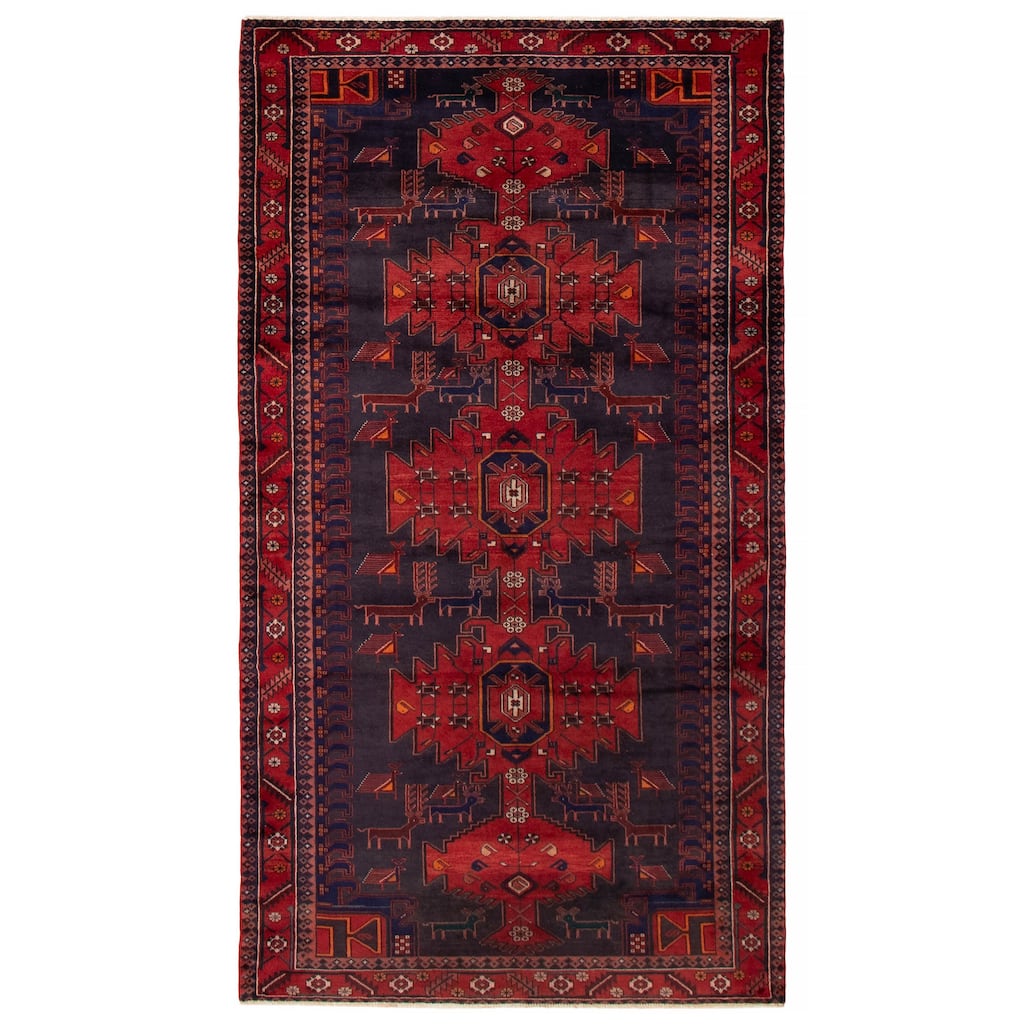 ECARPETGALLERY Hand-knotted Anadol Navy, Red Wool Rug - 5'3 x 9'5
