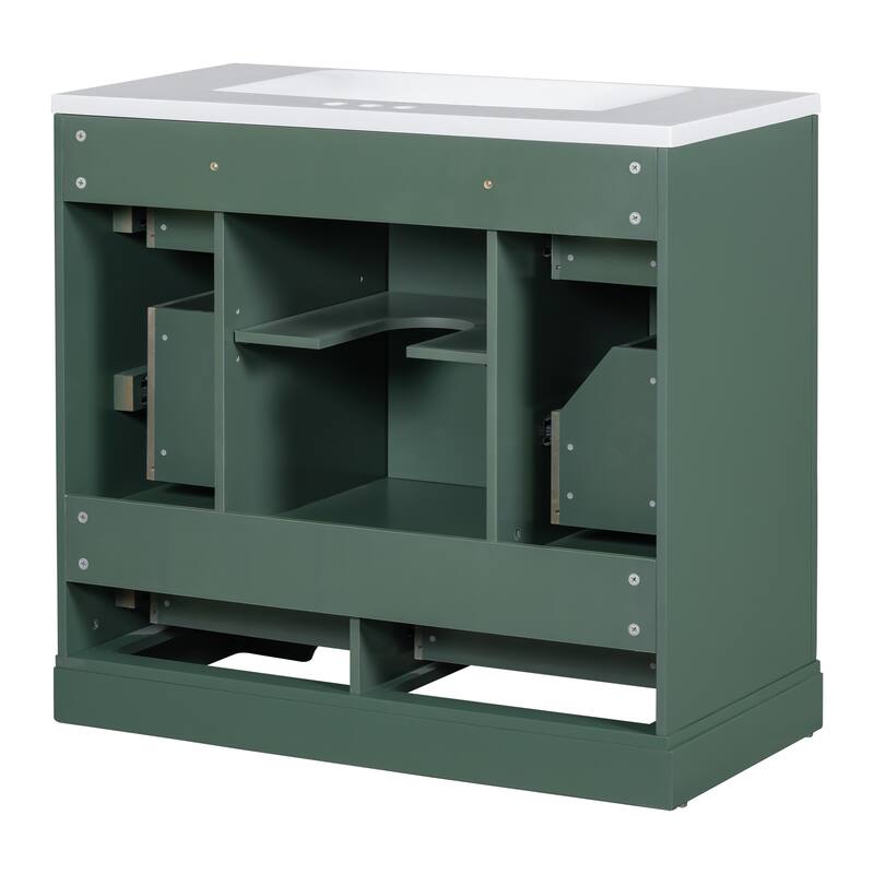 Freestanding 36" Vanity with Solid Wood, Undermount Sink, and Ample Storage - Grey Finish - 36in L