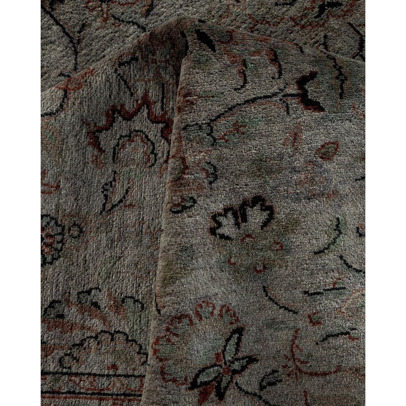 Overton Hand Knotted Wool Vintage Inspired Modern Contemporary Overdyed Gray Area Rug - 6' 3" x 9' 3"