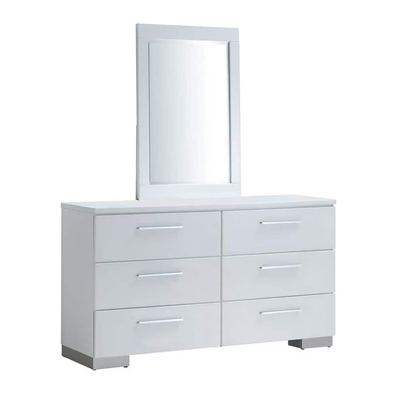 Rishi 4 Pc King Size Bedroom Set, Low Profile, Leatherette Padding, White
