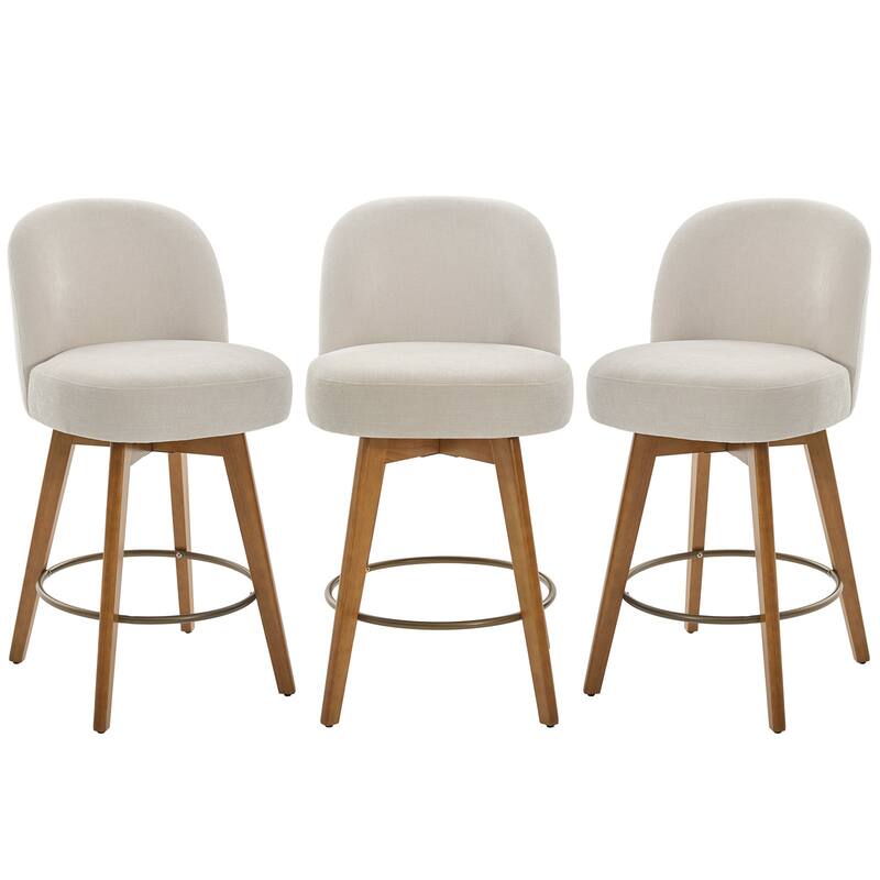 Fabric Upholstered Counter Height Swivel Bar Stools - 37.8"H x 19.7"W x 23.2"D