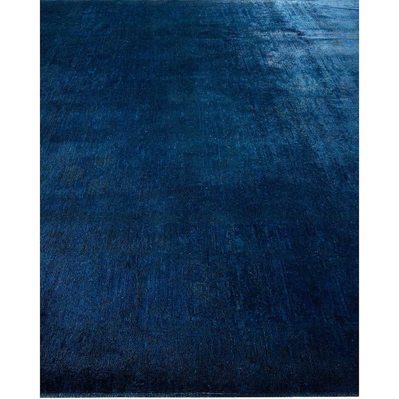 Overton Hand Knotted Wool Vintage Inspired Modern Contemporary Overdyed Navy Area Rug - 8' 10" x 11' 5"