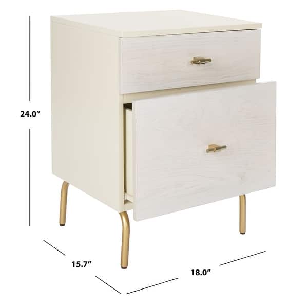 dimension image slide 2 of 6, SAFAVIEH Genevieve 2-drawer Nightstand