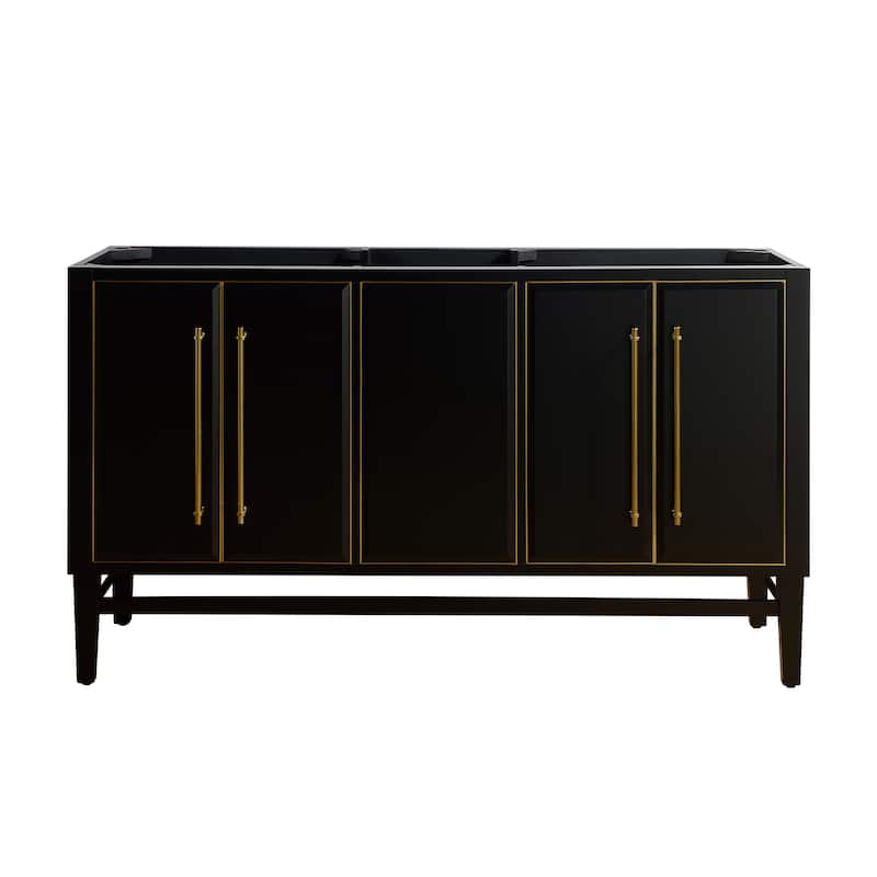 Avanity Mason Black Fiish 60-inch Double Bathroom Vanity Cabinet Only - Black with Matte Gold Trim