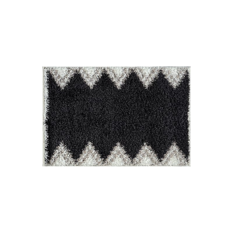 Geometric Shag Rug - Soft & Stylish - Anthracite Dark Gray - Medium Pile, Easy to Clean