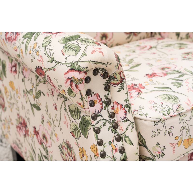 Upholstered Trim Wingback Armchair with Nailhead Trim