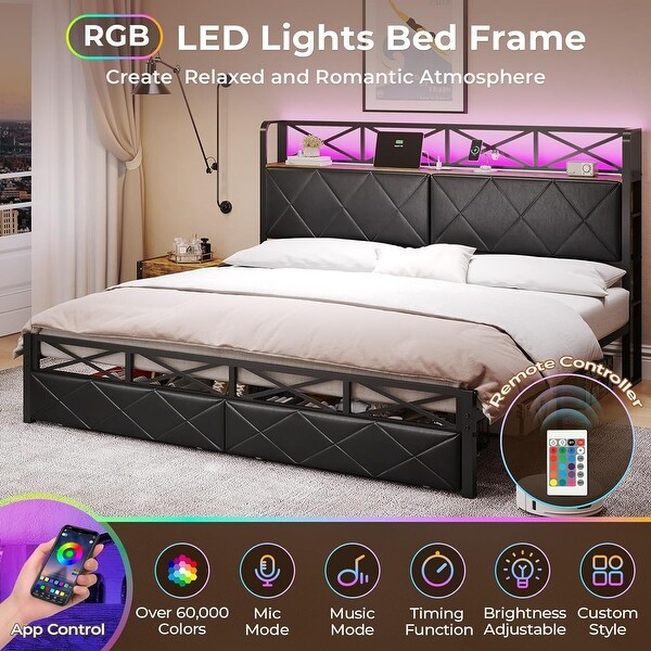 Bed Frame Storage Headboard 2 Drawers Hidden Storage Upholstered Bed On Sale Bed Bath Beyond 39994670