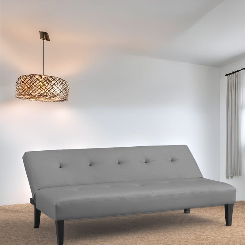 Modern Futon Sofa Bed, Convertible Couch with Wooden Legs, Recliner