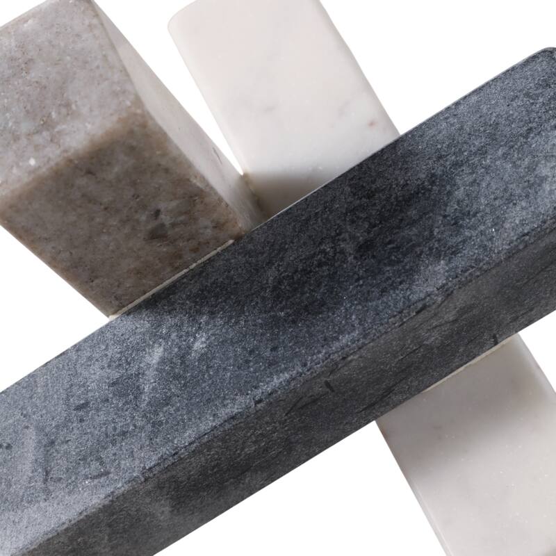 Stone Marble Decorative Object Sculpture Interlocking Angular Design - 6" x 6" x 6"