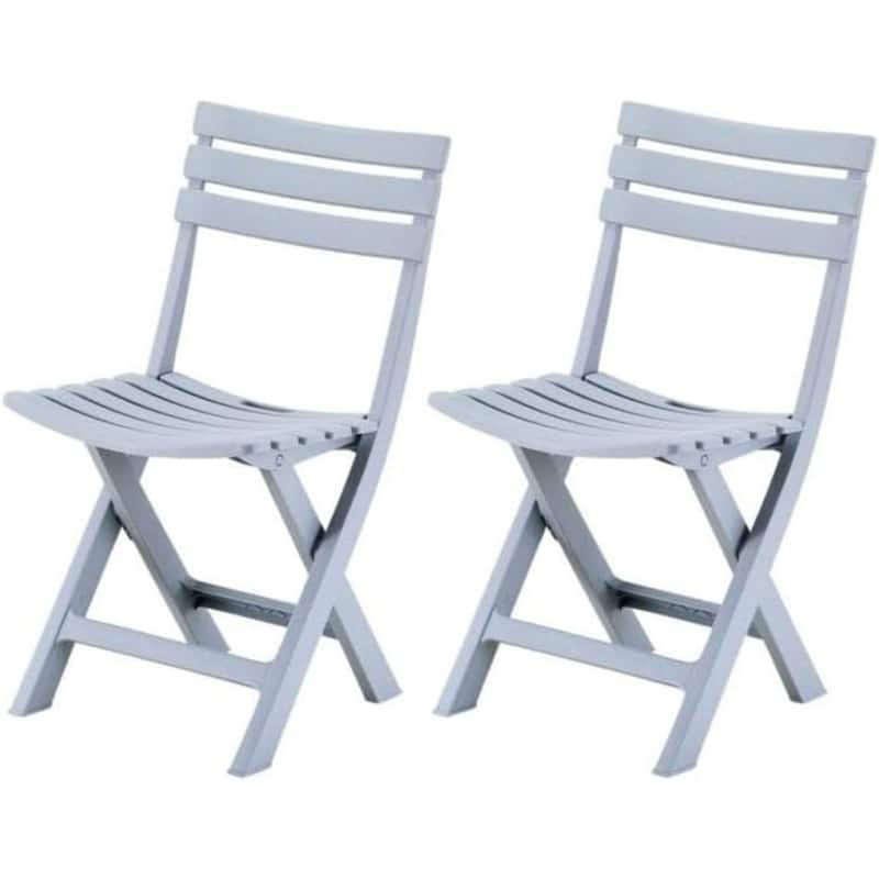 Outdoor Folding Chair Set of 2 Space-Saving UV Resistant Patio Seating - Grey