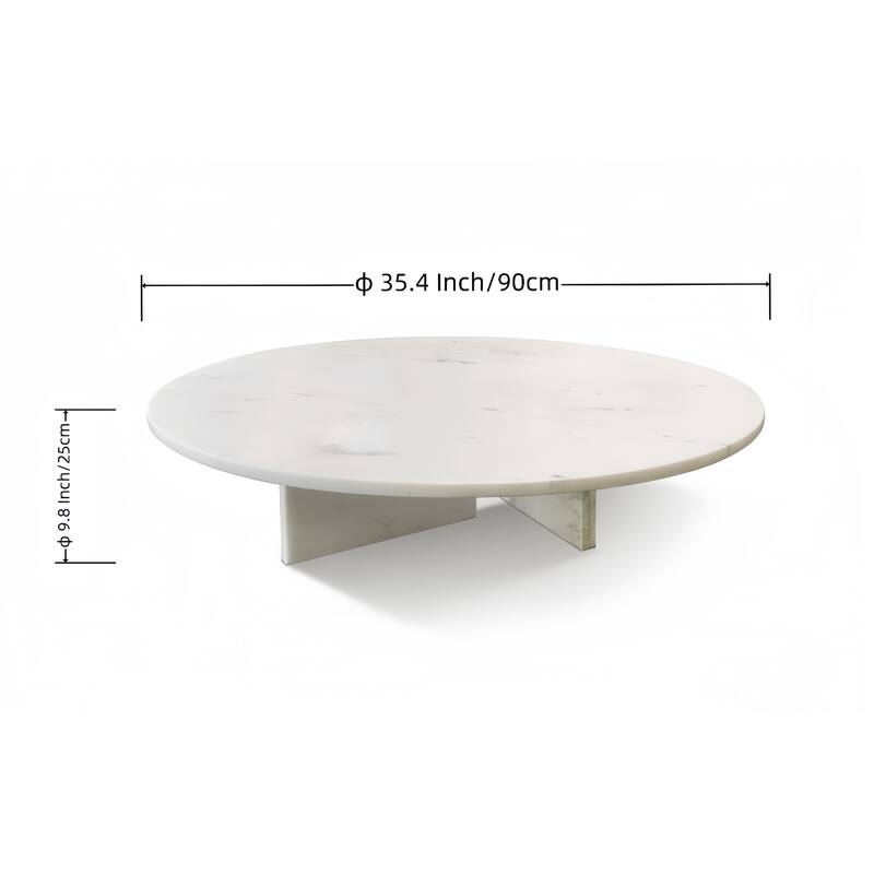 35.4" Natural Marble Stone Coffee Table
