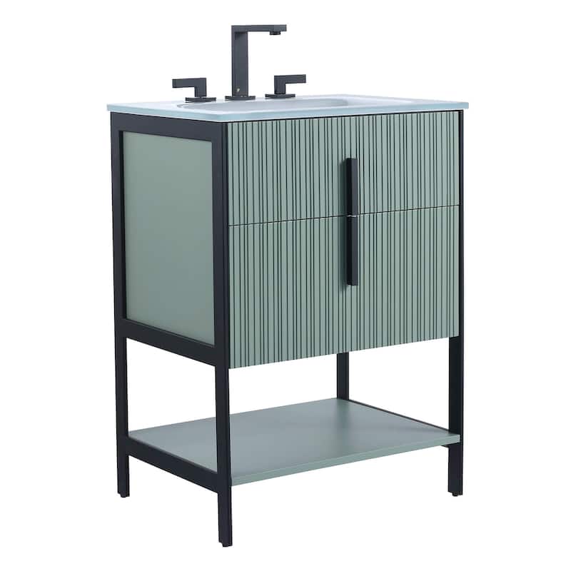 Fine Fixtures Serenity Modern bathroom vanity - Mint Green - Black Hardware