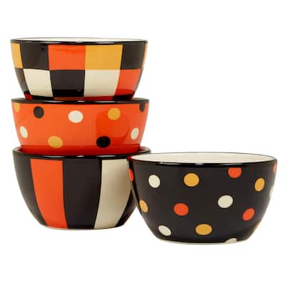 Certified International Spooky Halloween 5.5" Ice Cream/Dessert Bowl, Set of 4 - 24 oz.