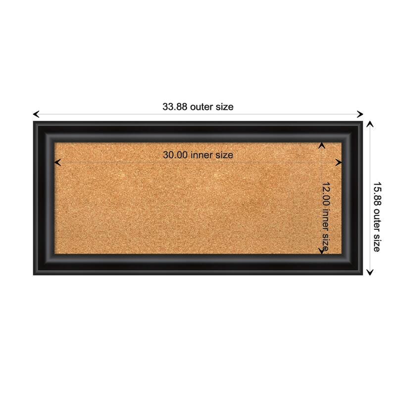Grand Black Narrow Framed Cork Bulletin Memo Board