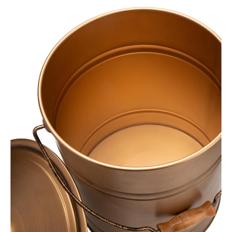 Deluxe Galvanized Ash Bucket with Handle, Lid and Double-Layer Bottom