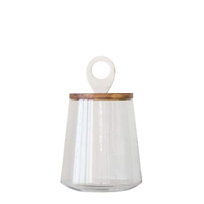 Clear Glass Jar with Mango Wood & Marble Lid