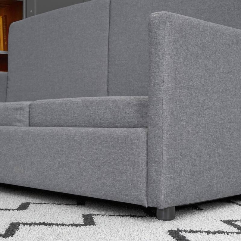 Full/Queen Size Murphy Wall Bed with Sofa Cushion, Pull-Down Foldable Bed with Storage, 600LB Capacity