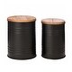 preview thumbnail 19 of 35, Glitzhome Industrial Farmhouse Round Storage End Tables (Set of 2)