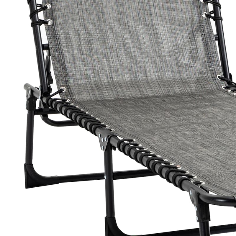 Portable Folding Sun Lounger with Adjustable Back and Removable Pillow