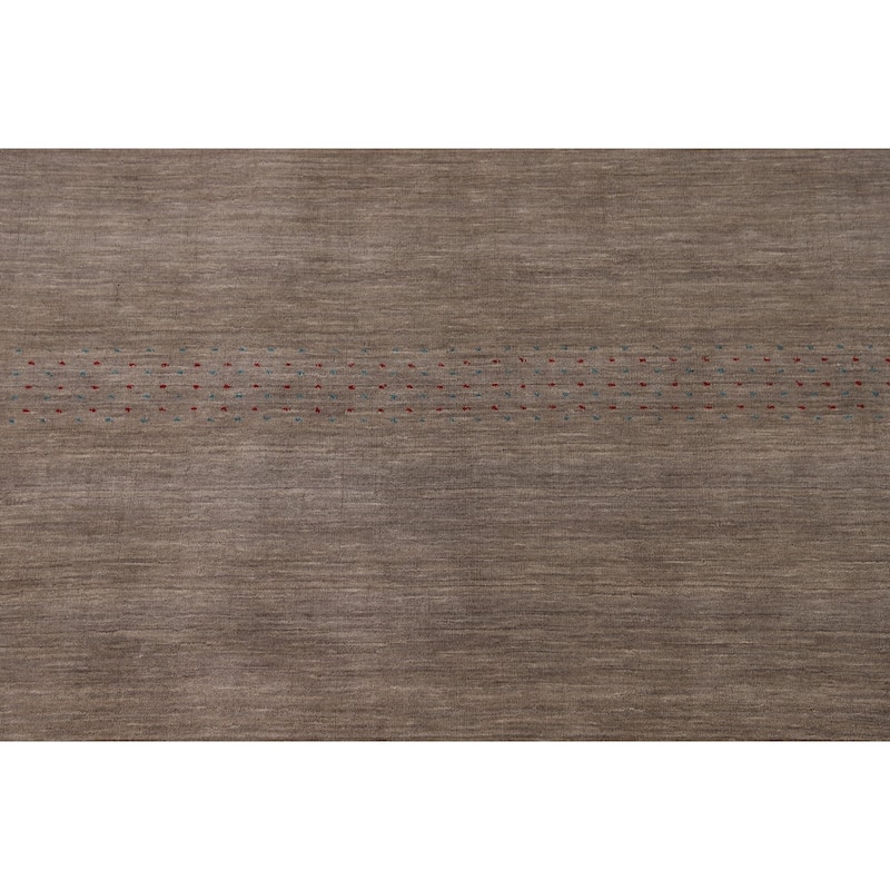 Brown Gabbeh Area Rug Handmade Oriental Wool Carpet - 6'8"x 9'9"
