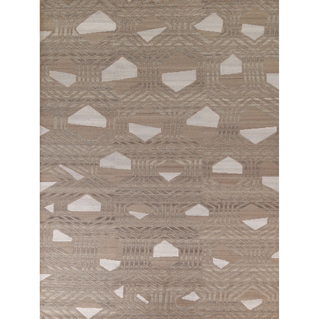 Contemporary / Modern Area Rug Handmade Wool Carpet - 9'2" x 11'8"