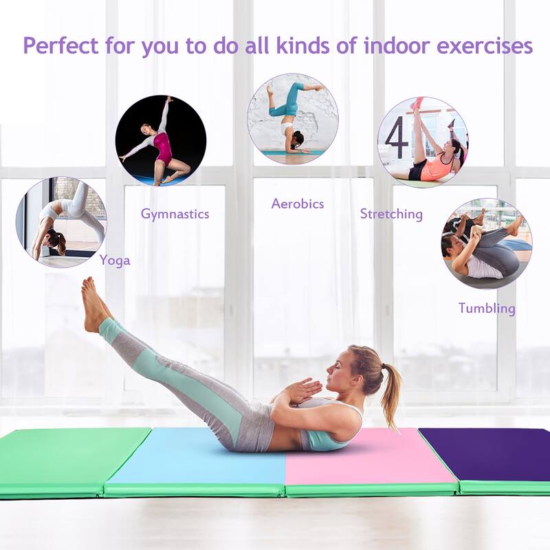 4'x10'x2'' Gymnastics Mat Folding Anti-Tear Gymnastics Panel Mats