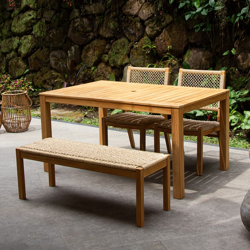Cambridge Casual Paxton 4-piece Teak Outdoor Dining Set- Honey Twist Wicker