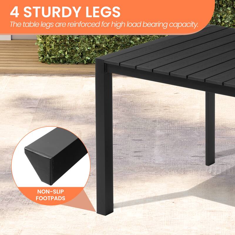 Pellebant Premium Outdoor Patio Aluminum Dining Table with Umbrella Hole