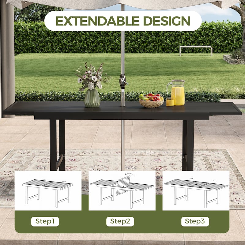 AeroFlex Aluminum Outdoor Dining Table with Extension