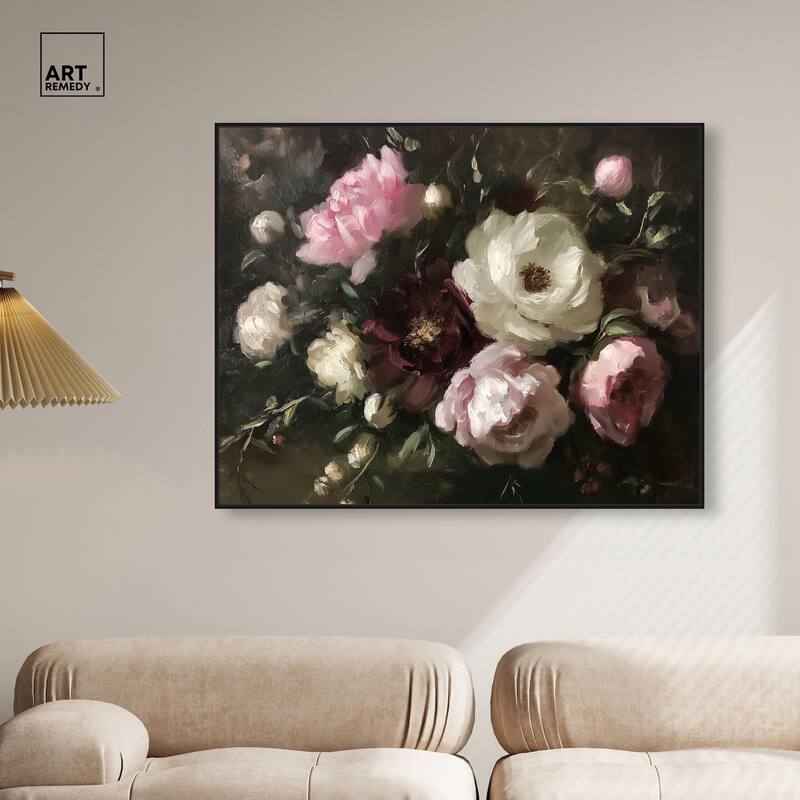 Peony Palette Nocturne Canvas by Art Remedy