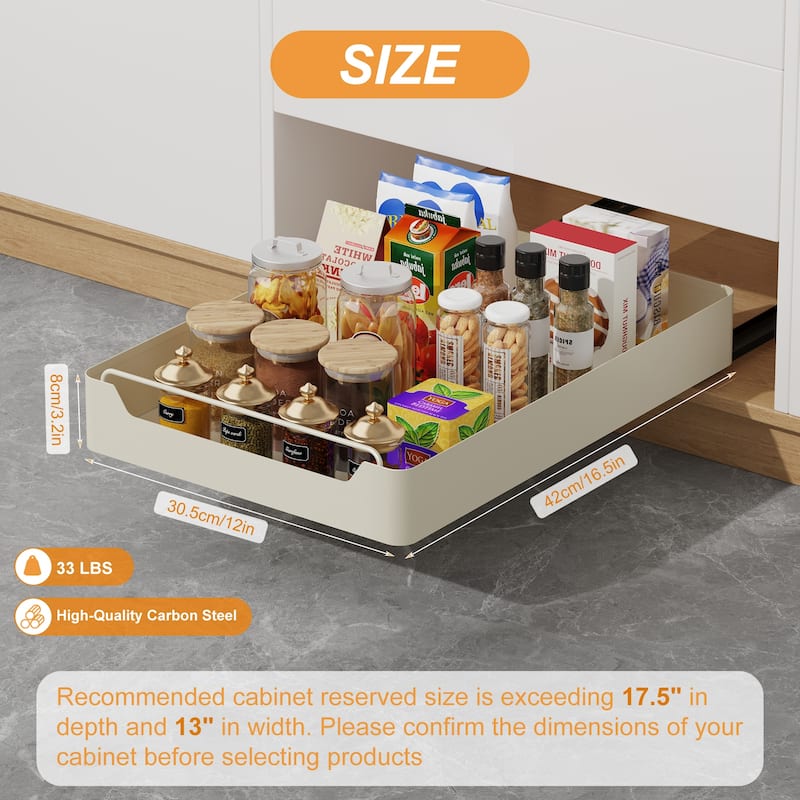 Pull Out Cabinet Organizer, Heavy Duty Metal Slide Out Drawer
