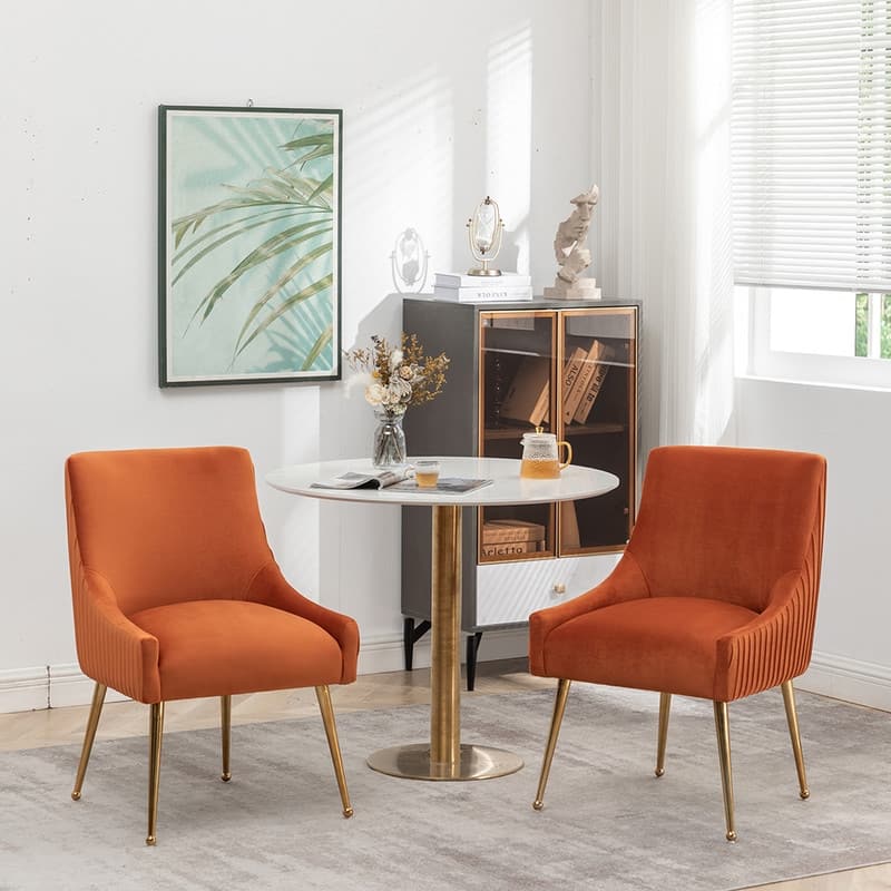 SEYNAR Modern Glam Velvet Dining Chair Set of 8 for Dining Room, Tufted Vanity Chair for Living Room (no table)