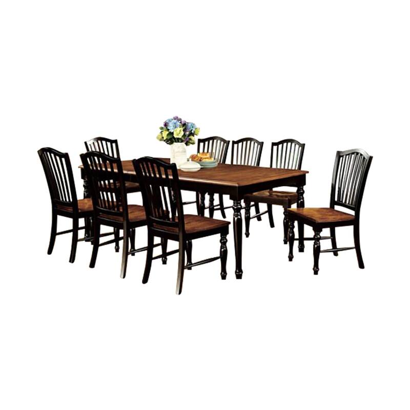 Dining Table Set in Black and Antique Oak Finish