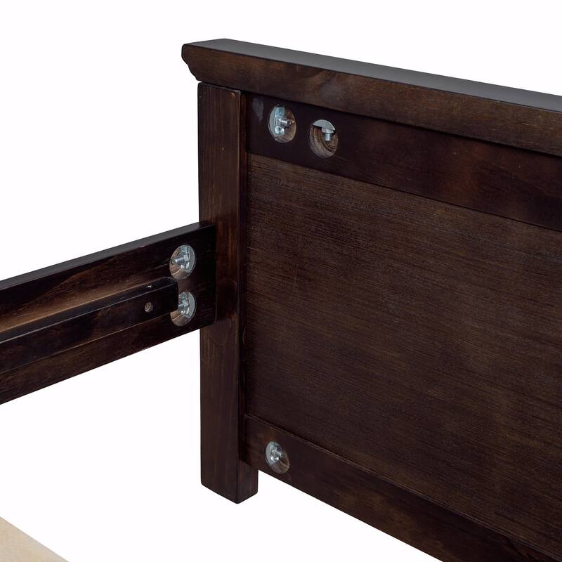 Farmhouse Wooden Platform Bed with Curled Design Headboard and Footboard